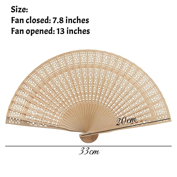 10 Pcs Wedding Fans Personalized Folding Hand Fans, Custom Sandalwood Handheld Fans Bulk Wooden Folding Fan, Vintage Hollow Carved Fans for Wedding Decoration Party Gifts Baby Shower (10 Pcs)