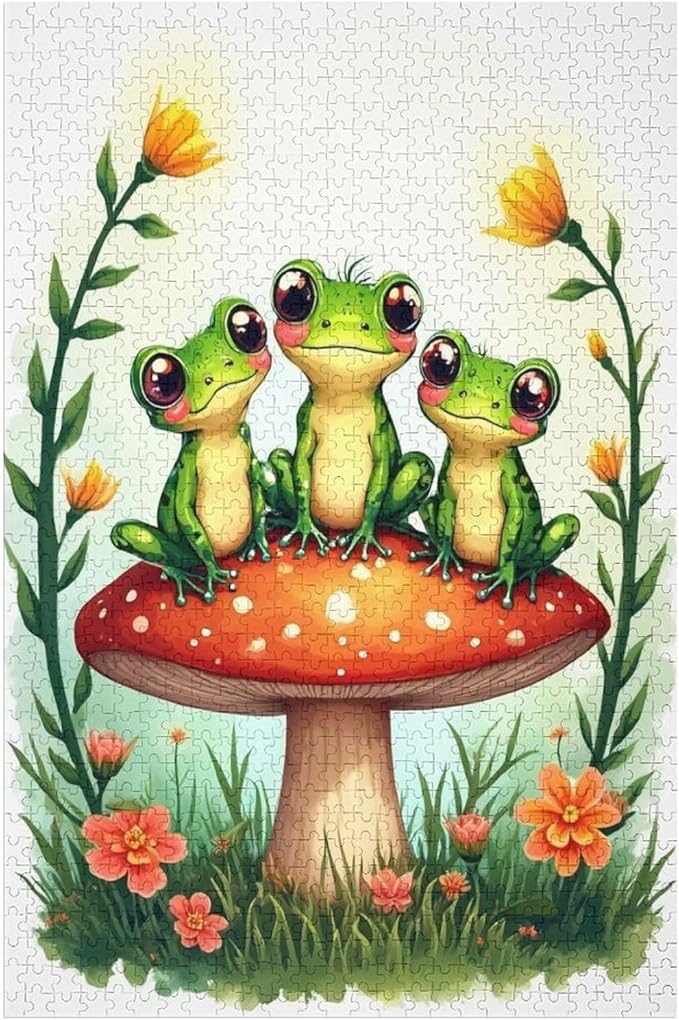Jigsaw Puzzles for Adults 1000 Piece - Colorful Frogs Wooden Puzzles, Unique Gifts for Wall Art，Family Puzzles，Educational Games，Challenge Puzzles