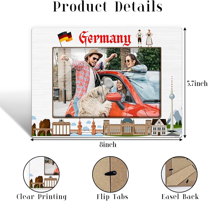 Germany Picture Frames, Germany Souvenirs, Tabletop Photo Frame for Wedding Anniversary Vacation Gifts For Friend Family Couple, Home Living Room Table Decorative Supplies, Tabletop Display-30