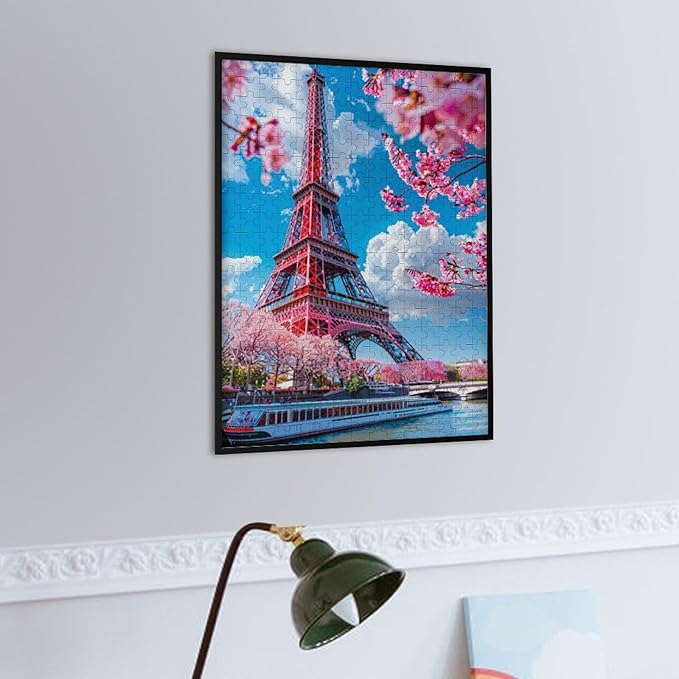 Wooden Puzzle - Eiffel Tower by The River Jigsaw Puzzles，Wooden Puzzles for Adults 300 Pieces Unique Gifts for Wall Art，Challenge Puzzles，Educational Games，Family Puzzles