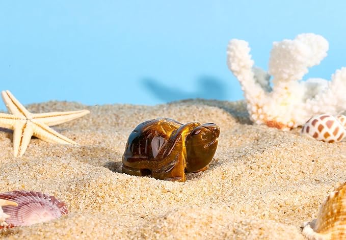 DUQGUHO 2" Travel Turtle Gift Decor Crystals Figurines Tiger Eye Crystal Best Turtles Travels Gifts for Women Traveling Travelers Cute Decorations