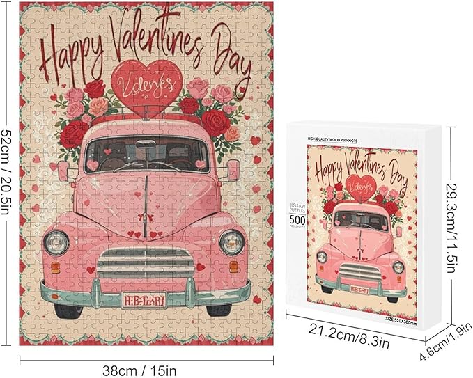 Jigsaw Puzzles for Adults 500 Piece - Happy Valentine's Day Wooden Puzzle，Funny Puzzle，Unique Gifts for Wall Art ，Family Puzzles，Educational Games，Challenge Puzzles