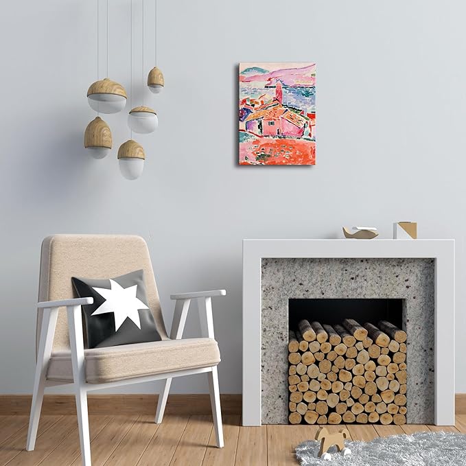 Wieco Art Canvas Print Wall Art View of Collioure 1905 by Henri Mattise Abstract Colorful Art Matisse Posters Canvas Prints for Wall and Home Office Decorations
