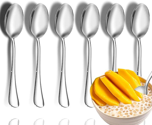 Teaspoon Set,6 Piece 6.7" Spoons Silverware, Premium Food Grade 18/10 Stainless Steel Tea Spoons, Metal Dessert Spoon, Durable Kitchen Spoon Set, Mirror Finish & Dishwasher Safe