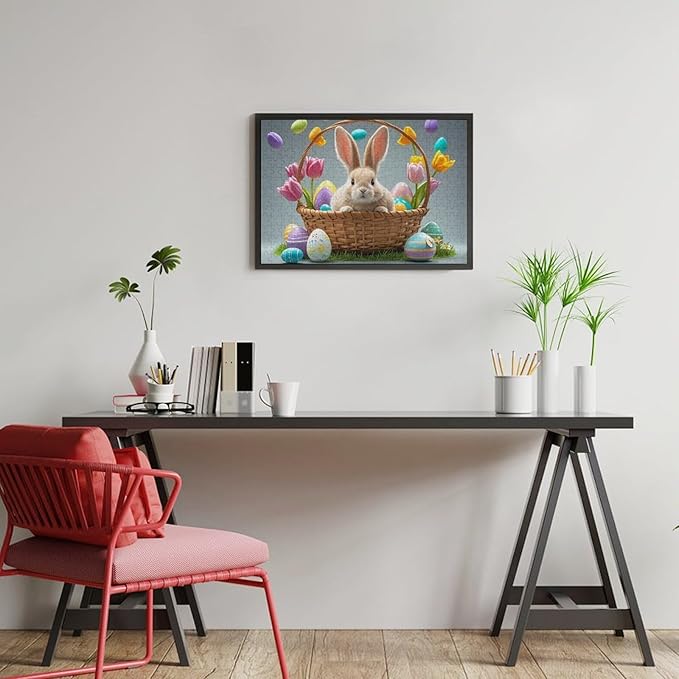 Wooden Puzzle - Easter Tulips Bunny Jigsaw Puzzles，Wooden Puzzles for Adults 300 Pieces Challenge Puzzles，Educational Games，Family Puzzles，Unique Gifts for Wall Art,Funnny Puzzles