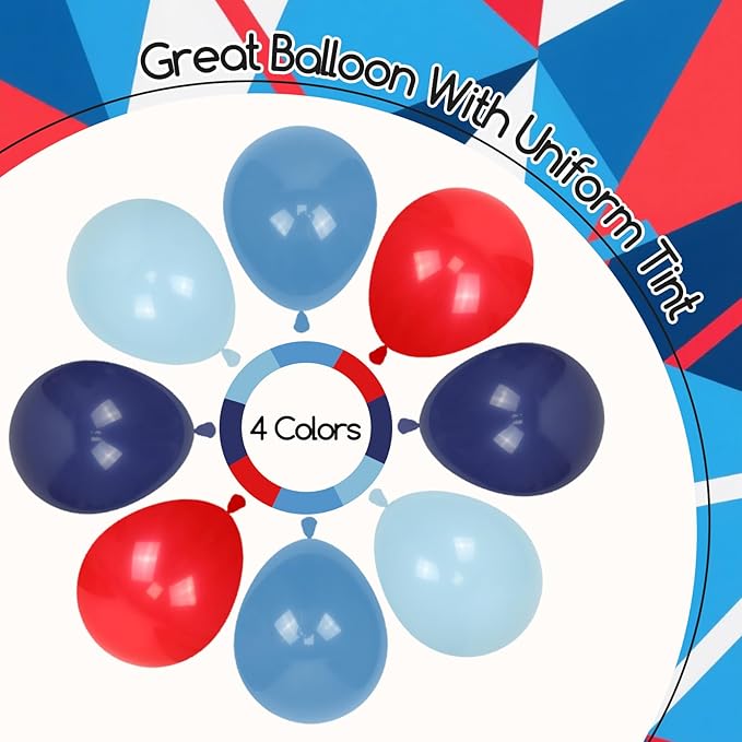 60pcs Red and Blue Balloons 12inch with Navy Slate Dusty Blue Red Balloons for Baby Shower Birthday Party Decorations