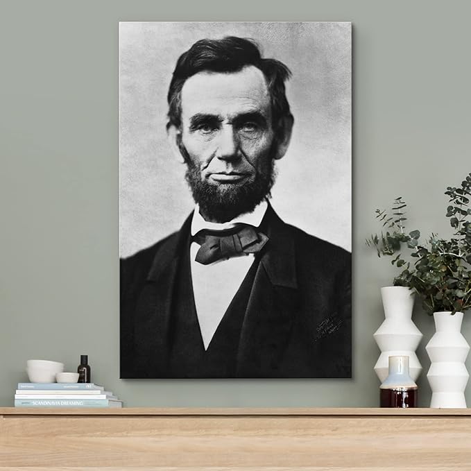 wall26 Canvas Print Wall Art Portrait of Abraham Lincoln People Pop Culture Historical Realism Famous Closeup Colorful Multicolor Classical for Living Room, Bedroom, Office - 16" x 24"