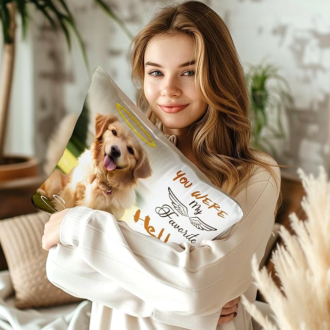 Pumkin Personalized Memorial Throw Pillow with Photo, Sympathy Gift for Pet Loss, Customized for Pet Lovers (Dog, Cat)