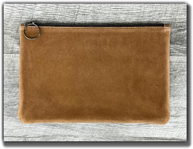 Leather Pouch with Zipper (Sienna Suede, Medium)