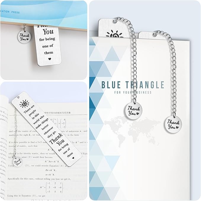 Book Lovers Gifts, Kaluofan Gifts for Book Lovers with Thank You Chain, Bookmark Gifts for Best Friend, Back to School Coming of Age Gifts, Graduation Gifts, Christmas Stocking Stuffers for Teens