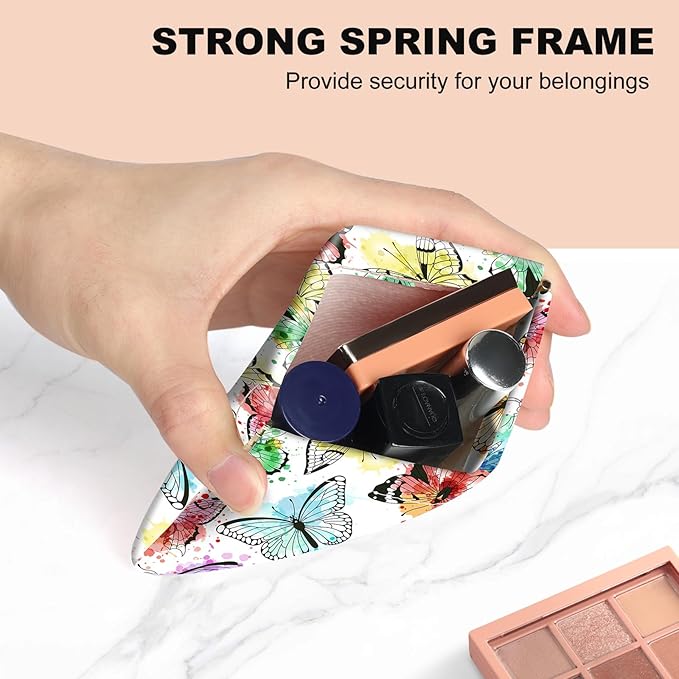2Pcs PU Leather Small Squeeze Coin Purse Pouch Mini coin Bag Unique And Cute Wallet Cosmetic Bags Change Bag For Women Girls Men Colorful Butterflies