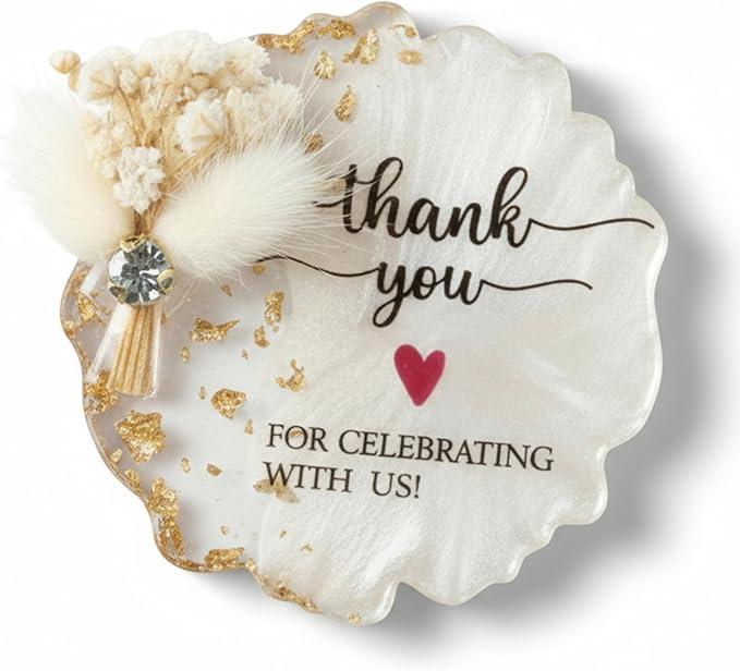 40 Pcs Wedding Favors for Guests Cyristal Resin Magnets Bulk Gifts Set Floral Design Thank You Tag for Bridal Pooja Baby Shower Birthday Guest Gift