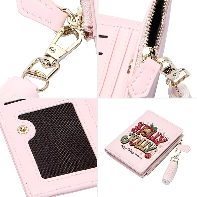 GEEAD Custom Design Small Wallets for Women Bifold Slim Coin Purse Zipper ID Card Holder for Christmas
