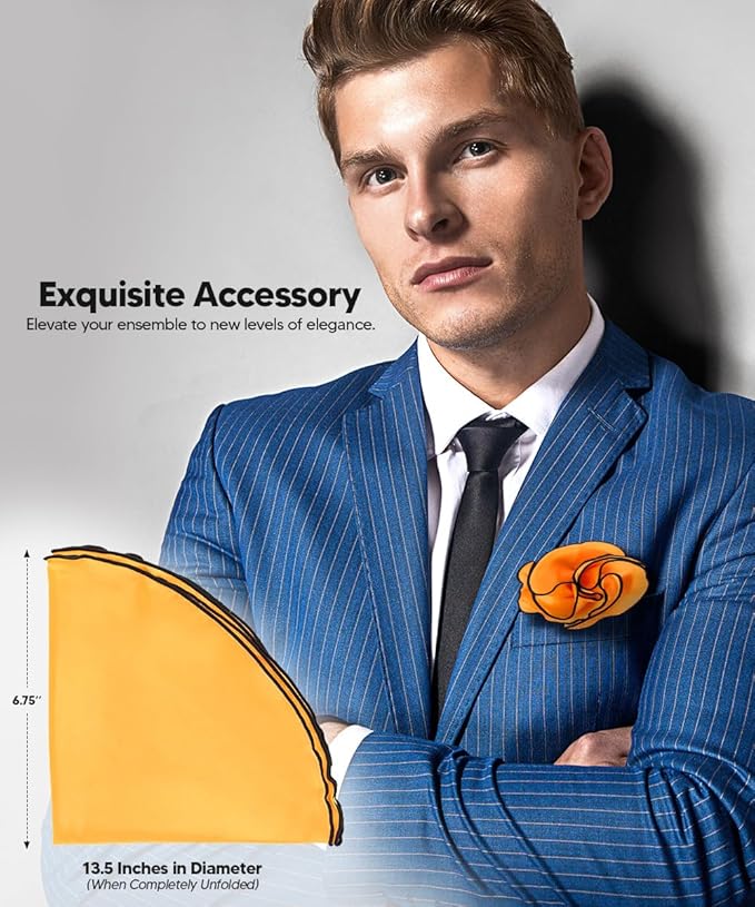 Premium Pre-Folded Four-Point Suit Pocket Square for Men with Sewn Pocket Fold