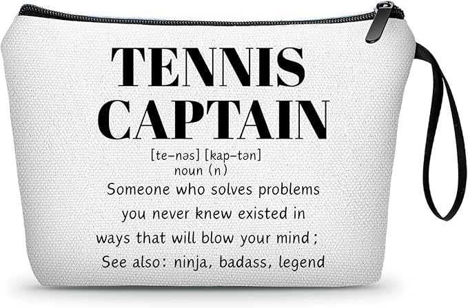 Tennis Captain Appreciation Thank You Funny Birthday Farewell Gifts Accessories for Women Girls Lover Team Female Coworker Friend Small Makeup Cosmetic Bag Christmas