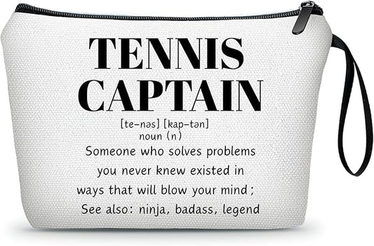 Tennis Captain Appreciation Thank You Funny Birthday Farewell Gifts Accessories for Women Girls Lover Team Female Coworker Friend Small Makeup Cosmetic Bag Christmas
