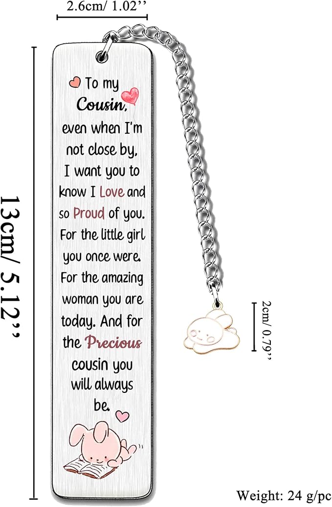 Cousin to Cousin Bookmarks Birthday Gift Christmas Encourage Bookmark Teens Graduation Distance Farewell Back to School Present Appreciate Reminder Go to University Rabbit Keepsakes from Aunt Uncle