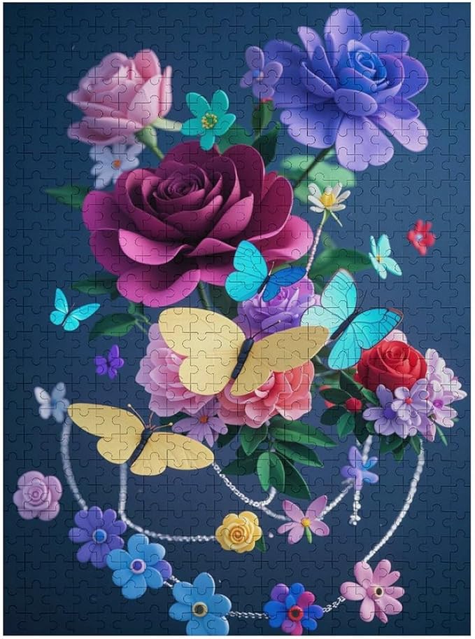 Jigsaw Puzzles for Adults 500 Piece - Butterfly Flowers Themed Wooden Puzzles，Unique Gifts for Wall Art ，Funny Puzzles，Stress Relief Games，Puzzle Games Challenge Puzzles