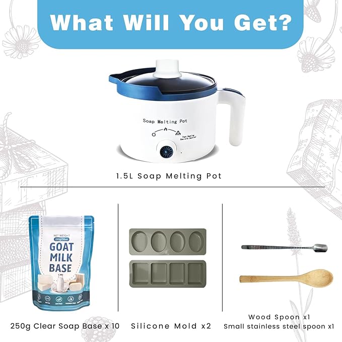 Goat Milk Soap Making Kit with Soap Melter and 5 Lbs Soap Base for Adults Begineers, SLS/SLES Free, No Palm Oil Soap Making Supplies Kit with Natural Goats Milk Soap Base for Starter