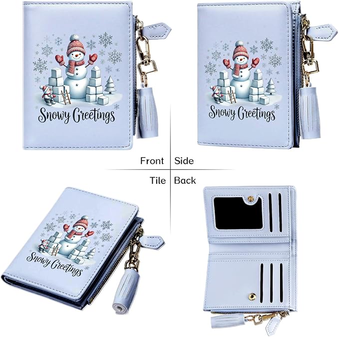 GEEAD Custom Design Small Wallets for Women Bifold Slim Coin Purse Zipper ID Card Holder for Christmas