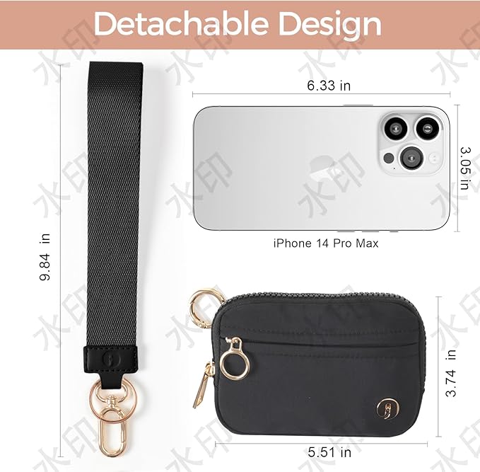 Wristlet Keychain Wallets for Women RFID Blocking Credit Card Holder Small Zipper Coin Purse Change Pouch with ID Window and Detachable Wrist Strap Beige Checkered