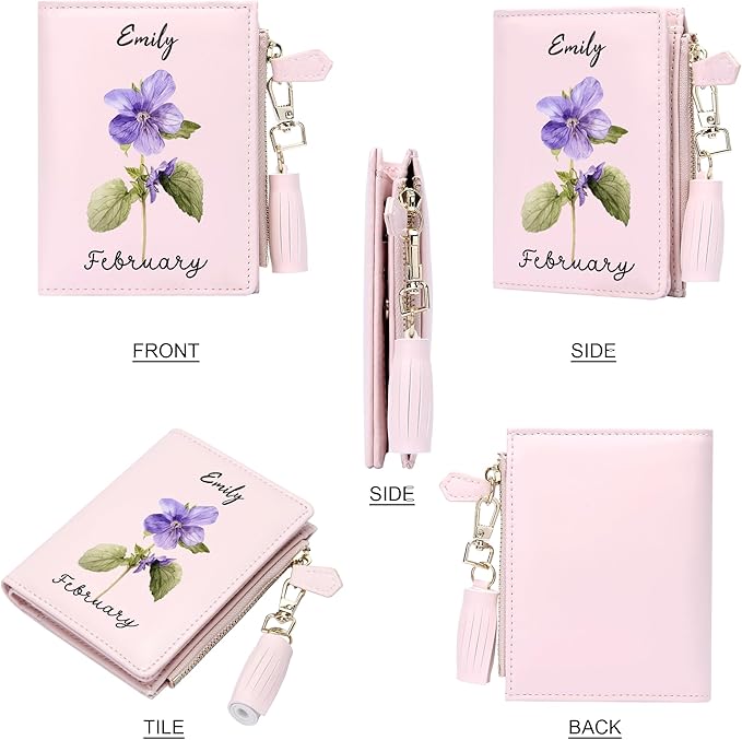 GEEAD Custom Design Small Wallets for Women Bifold Slim Coin Purse Zipper ID Card Holder PU Leather