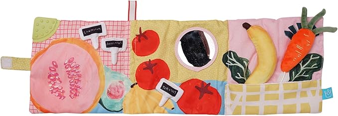 Manhattan Toy Mini-Apple Farm Soft Activity Crinkle Book for Baby & Toddler with Discovery Mirror and Textured Teether