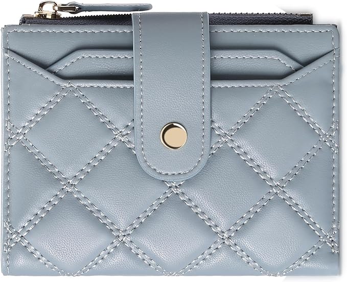 SENDEFN Small Wallet for Woman Leather RFID Blocking Bifold Zipper Pocket Credit Card Holder