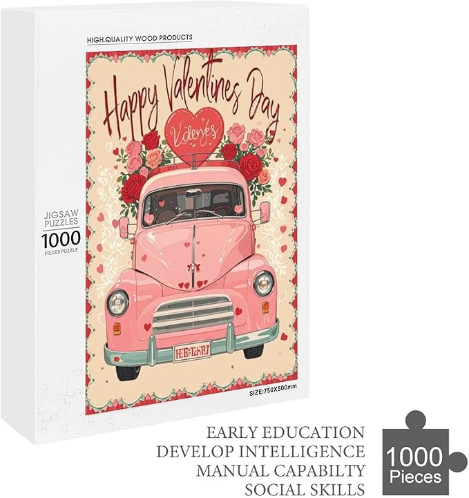 Jigsaw Puzzles for Adults 1000 Piece - Happy Valentine's Day Wooden Puzzle，Funny Puzzle，Unique Gifts for Wall Art ，Family Puzzles，Educational Games，Challenge Puzzles