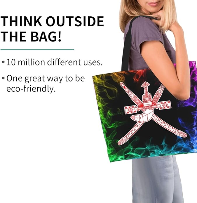 Oman National Emblem Large Reusable Eco-friendly Shopping Bags Portable Storage Handbag