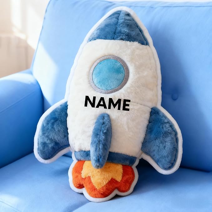 Personalized Rocket Shaped Pillow, Custom Name Plush Stuffed Pillows, Suitable for Beds, Sofas, Bedrooms, Living Rooms Custom Decorative Cushion Gifts for Birthday and Anniversary