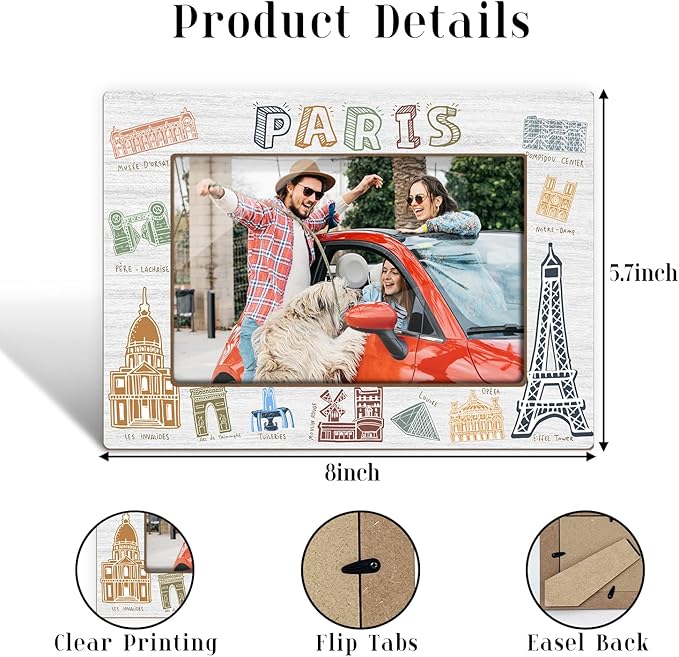 Paris Photo Frame, Paris Souvenirs, Tabletop Picture Frames for Wedding Birthday Vacation Honeymoon Engagement Gifts For Family Friends Couples, Home Office Table Decorative Supplies-27