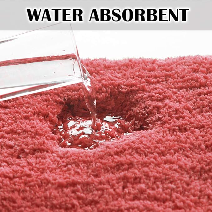 Suchtale Large Extra Soft Shaggy Bath Mat - Microfiber Bath Mat Absorbent Machine Washable Non Slip Rubber Back (24 x 60 Living Coral)