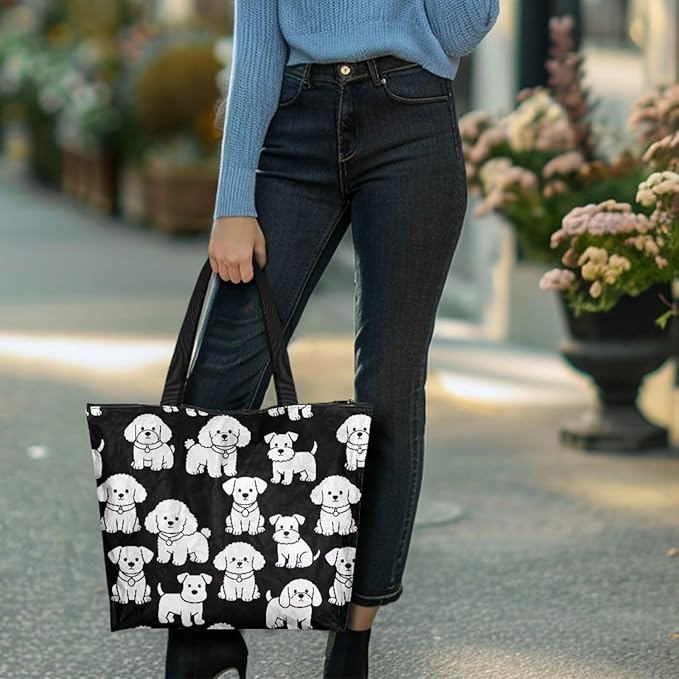 Cartoon Animal Printed DIY Coloring Tote Bag Waterproof Paper Handbags for Women Large Travel Shoulder Bags Purses