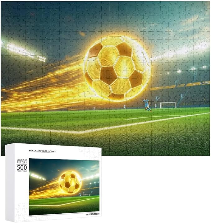 Wooden Puzzle - Football Soccer Ball Jigsaw Puzzles，Wooden Puzzles for Adults 500 Pieces Challenge Puzzles，Educational Games，Family Puzzles，Unique Gifts for Wall Art