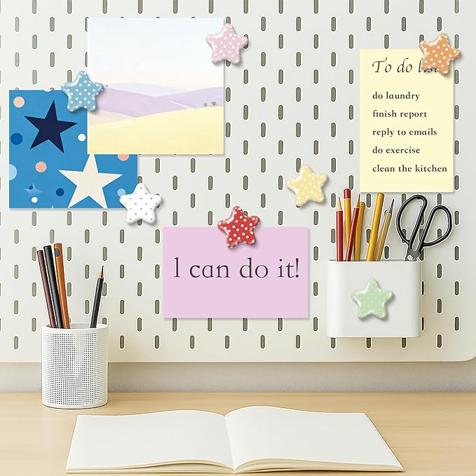 16 Pcs Fridge Magnets Polka Dot Stars Pattern Refrigerator Magnets Strong Magnetic Cute Small Decorative Designs for Office, Kitchen, Home, Locker, School, Cabinet, Whiteboard & Gift