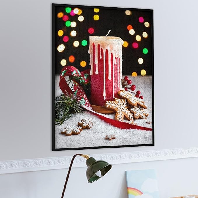 Jigsaw Puzzles for Adults 1000 Piece - Merry Christmas，Christmas Candles Wooden Puzzle，Puzzle Games， Stress Relief Games，Funny Puzzles，Unique Gifts for Wall Art ，Family Puzzles，Educational Games