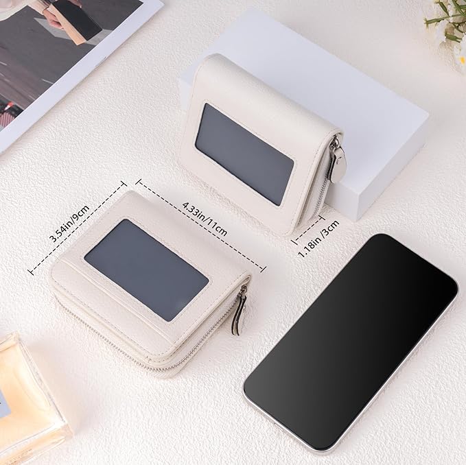 Genuine Small Wallet for Women, Slim RFID Blocking Credit Card Holder with ID Window, Compact Purses for Women with 21 Card Slots