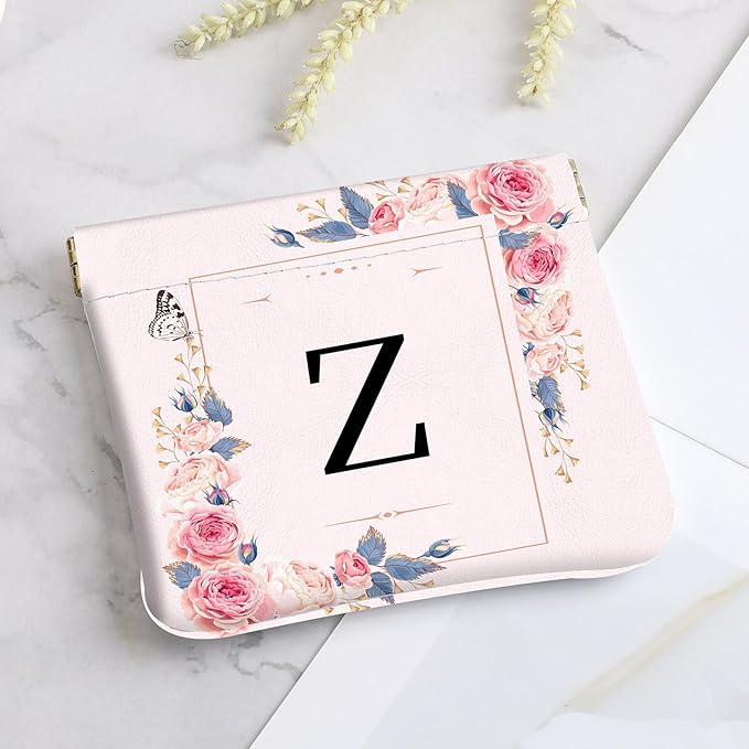 2Pcs Initial Letter PU Leather Small Squeeze Coin Purse Pouch Mini coin Bag Unique And Cute Wallet Cosmetic Bags For Women Girls Men Change Bag Letter Z