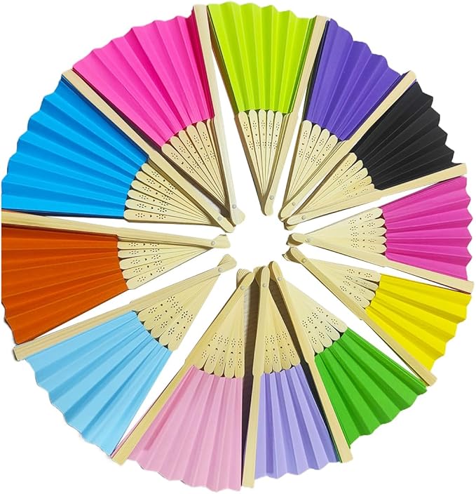 Paper Hand Fans, 8.3 Inch Foldable Handheld Fans for Wedding Favors, Party Decorations, Bridal Shower, Baby Shower, Summer Cooling, (Color 60pcs)