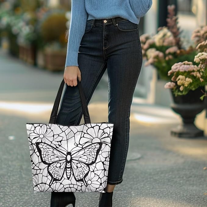 Cartoon Animal Printed DIY Coloring Tote Bag Waterproof Paper Handbags for Women Large Travel Shoulder Bags Purses