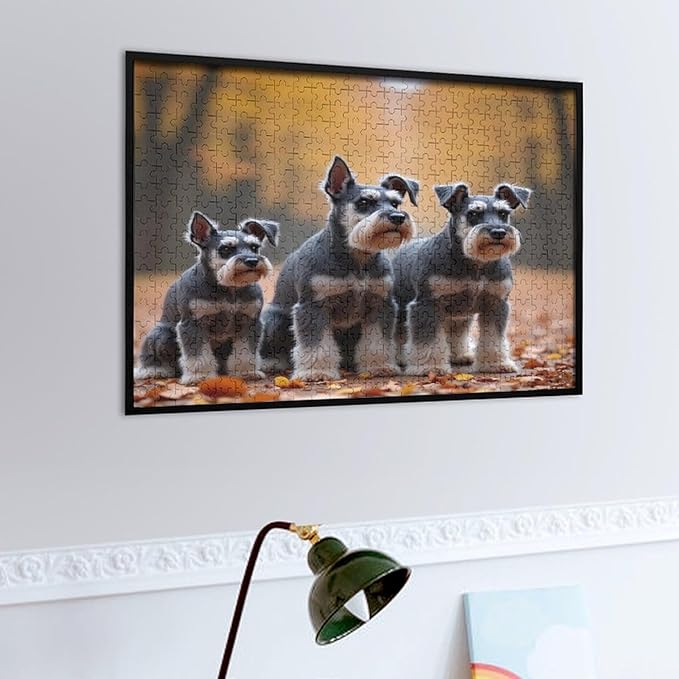 Miniature Schnauzers in Autumn Park - 500 Piece Jigsaw Puzzles for Adults，Stress Relieving Game Props Positive Thinking Puzzles Party Entertainment Puzzles for Adults and Teens Toy