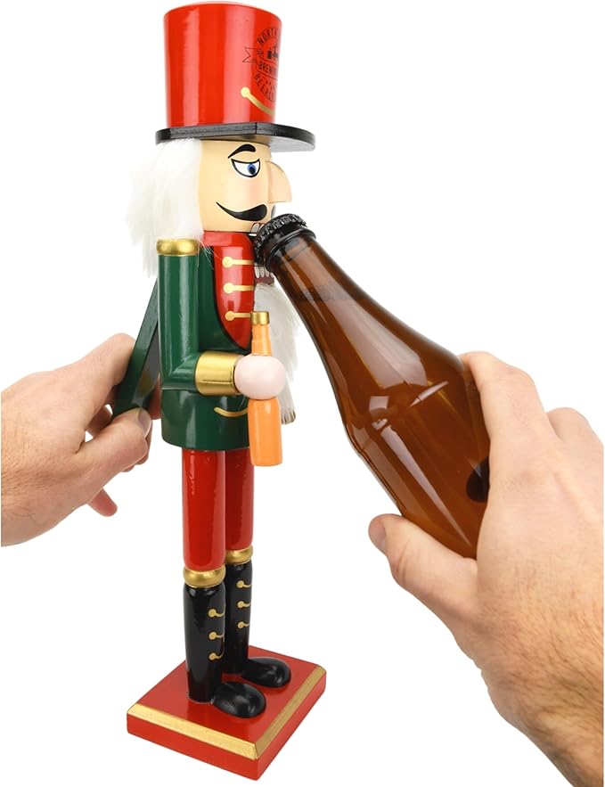 Tree Buddees Beercracker Bottle Opener Nutcracker 15" Tall Functional Bottle Opening & Festive Holiday Décor Bottlecracker – Funny Gift for Men, Beer Lovers & Holiday Parties