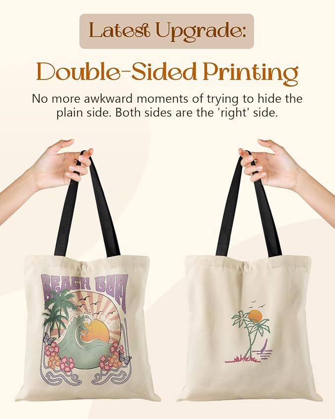 Miss Adola Aesthetic Tote Bag for Girls - with Magnetic Buckle and Zipper Inner Pocket for Women Lady Canvas Cotton Tote Bag