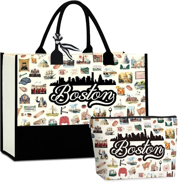 Boston Dallas Washington DC San Francisco Los Angeles China Travel Tote Bag Makeup Bag Set