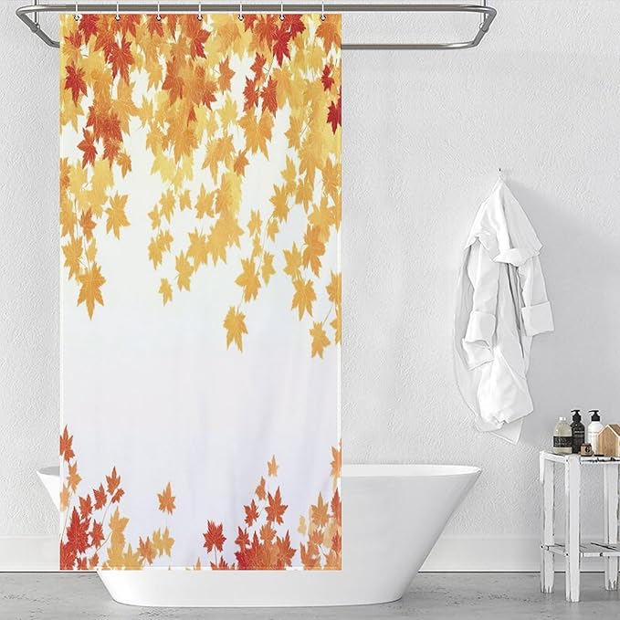 Fall Maple Shower Curtain Leaves Autumn Natural Scenery Havest Famhouse Waterproof Washable Fabric Bathroom Shower Curtains for Bathroom Decorations Home Indoor Decor 35x72Inch