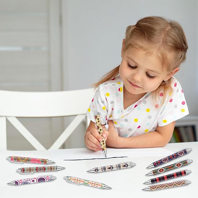 Idealmuzik Boho Pens Set – Aesthetic Bohemian-Style Gel Pens for Women, Teens, and Kids – Neutral & Earthy Tone Stationery for Journaling, School, Office, and Gift Giving, 10 Pack