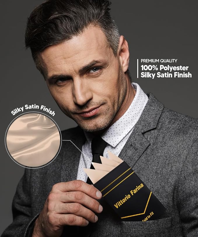 Premium Pre-Folded Four-Point Suit Pocket Square for Men with Sewn Pocket Fold