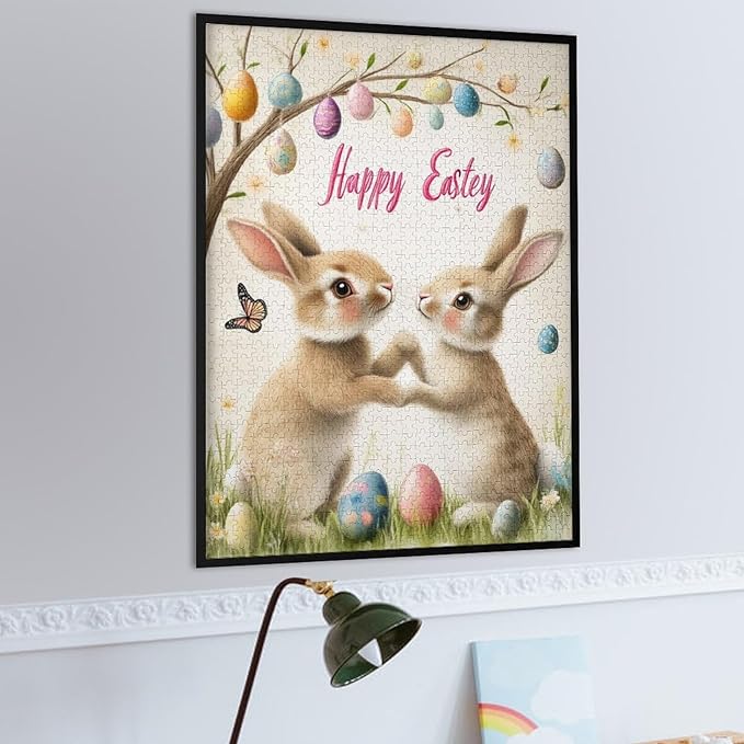Wooden Puzzle - Easter and The Rabbit Jigsaw Puzzles，Wooden Puzzles for Adults 1000 Pieces Unique Gifts for Wall Art，Challenge Puzzles，Educational Games，Family Puzzles