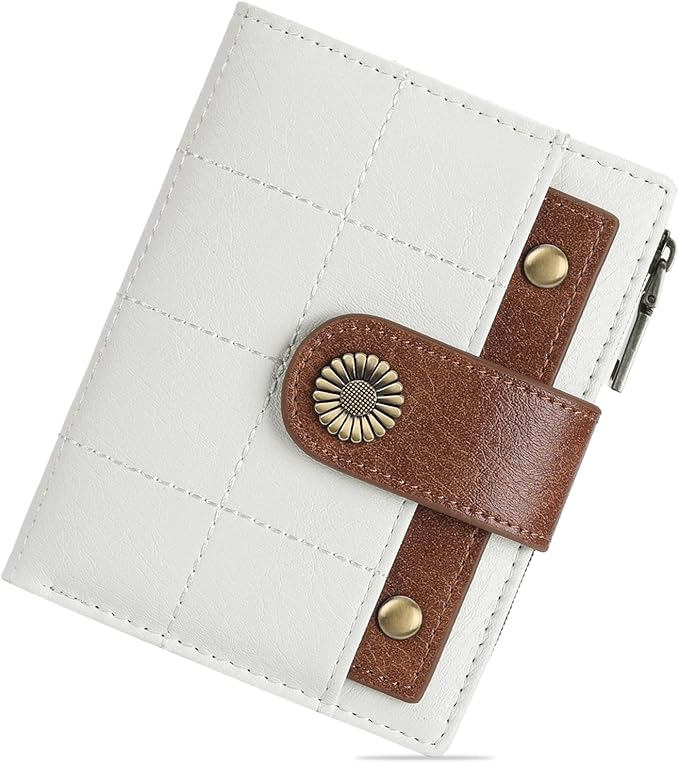 SENDEFN Small Wallets for Women Leather RFID Blocking Bifold Zipper Pocket Wallet with ID Window